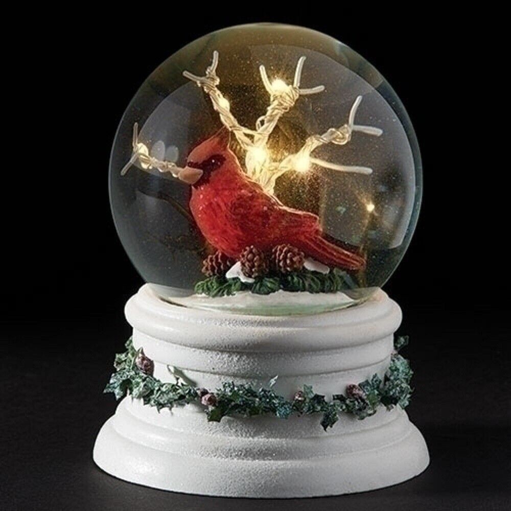 Cardinal with LED Tree Glitterdome Snow Globe 100mm