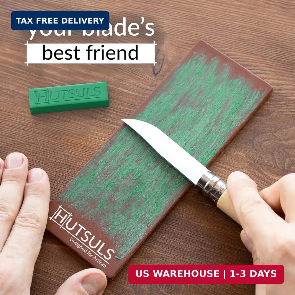 Hutsuls Brown Leather Strop with Compound - Get Razor-Sharp Edges with Stropping
