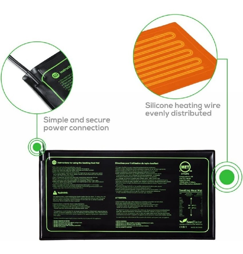 MET Certified Seedling Heat Mat, Seedfactor Waterproof Durable Germination...