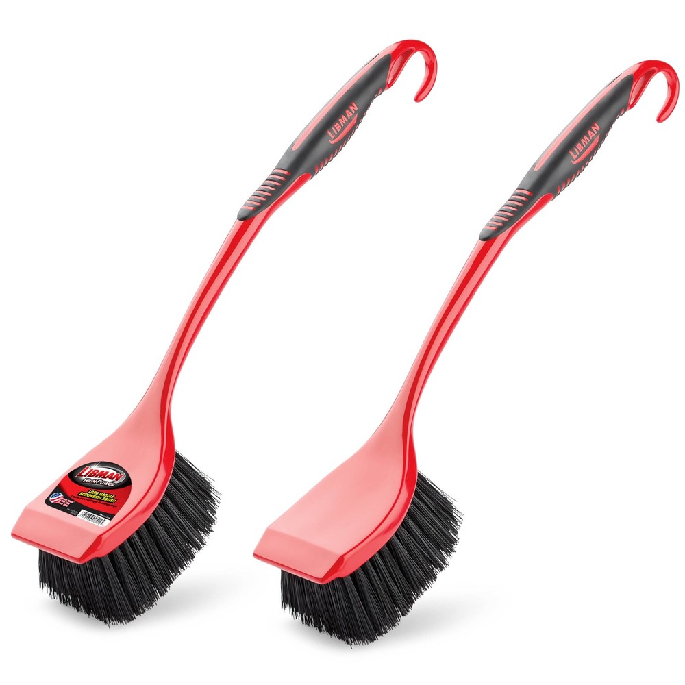 Libman High Power Scrub Brush Red & Black Long 3.75" Width