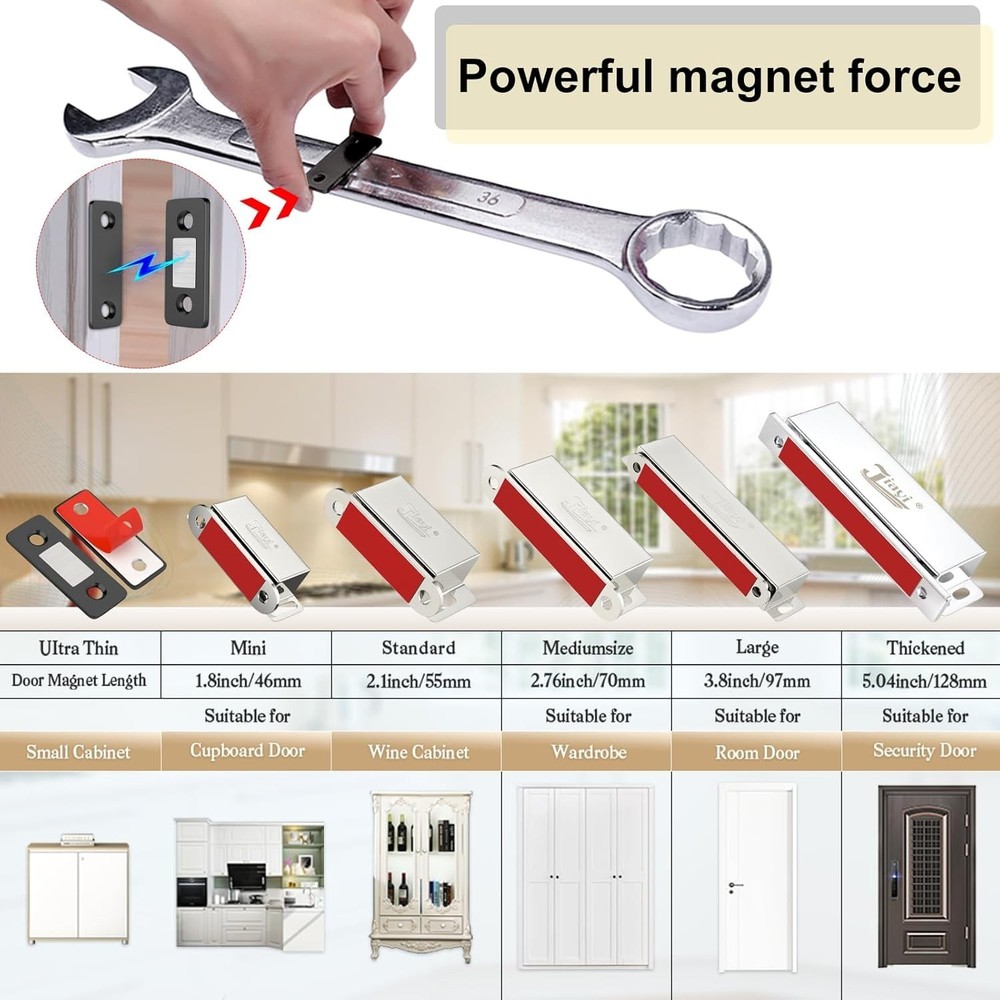 Ultra Thin Magnetic Cabinet Catch 4 Pack - Strong Adhesive Closure Solution