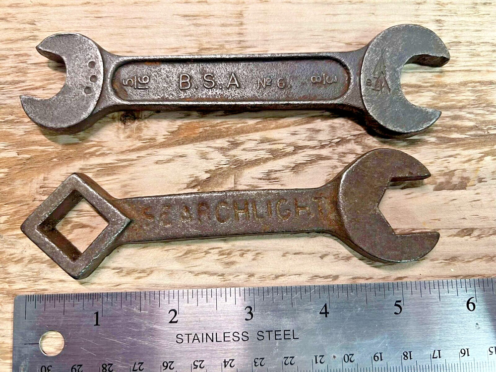 2 x VINTAGE TOOLS - “SEARCHLIGHT” SPANNER & BSA No.6 double ended spanner