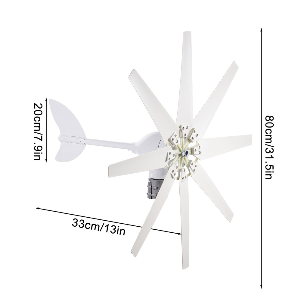 1200W Wind Turbine Generator Kit 8 Blades Windmill 24V Controller Quiet
