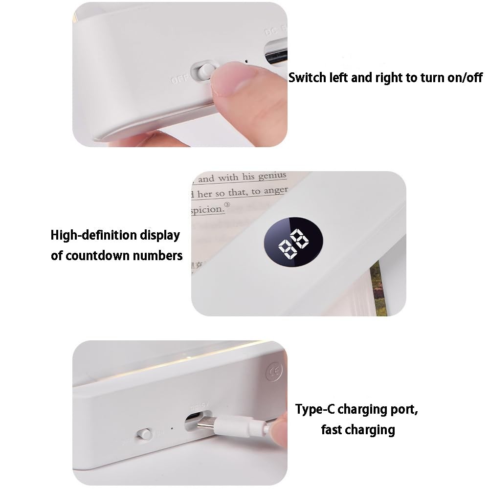 White Smart Led Reading Light, Book Light Treasure Box, Rechargeable Clear LE...