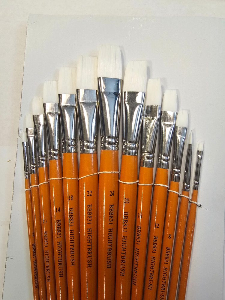 HIGHTBRUSH WHITE NYLON ARTIST BRUSH FLAT TIP