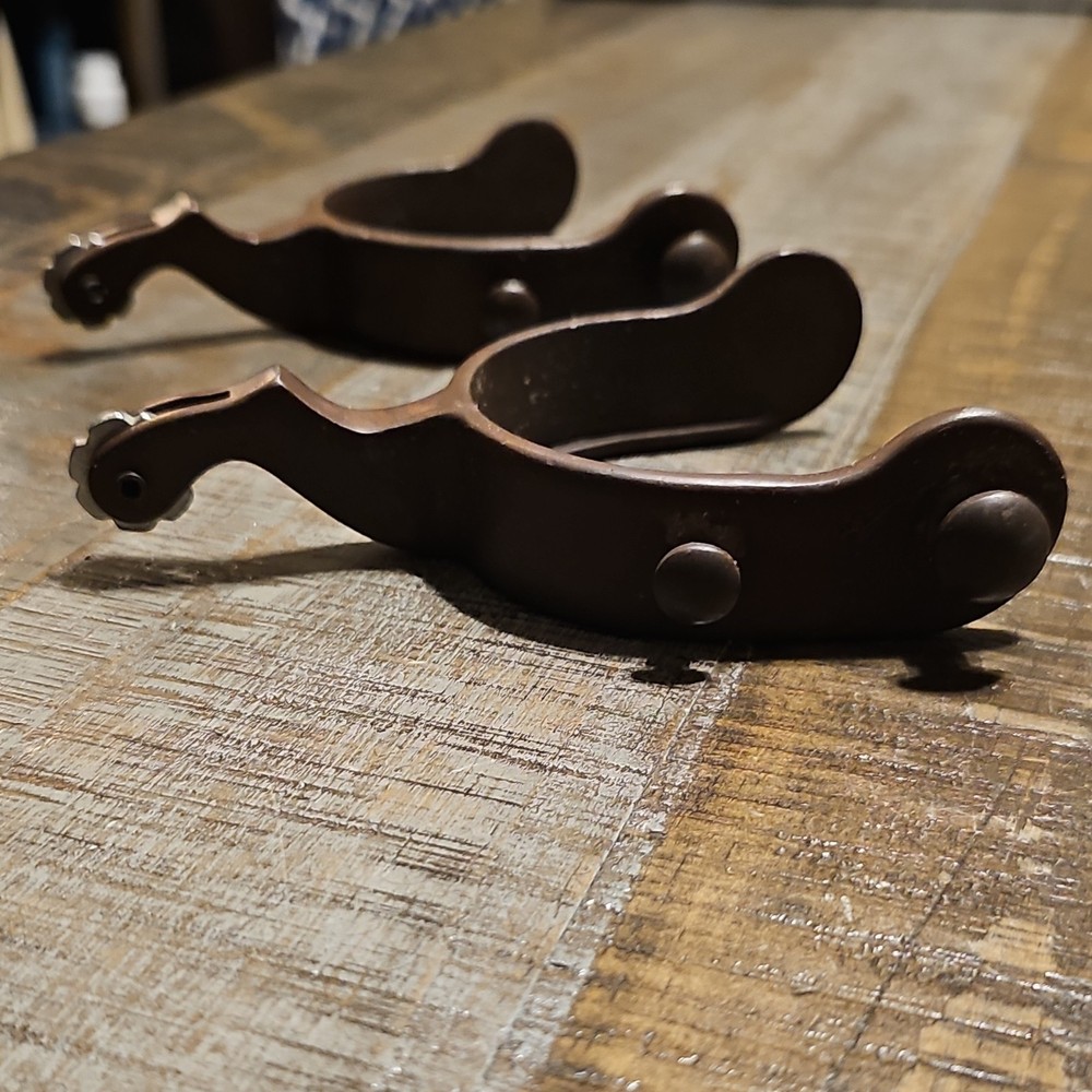 Western Brown Metal Spurs Pair