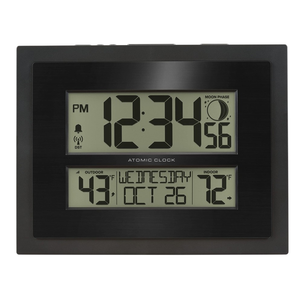 Digital Atomic Clock with Outdoor Temperature & Moon Phase Display