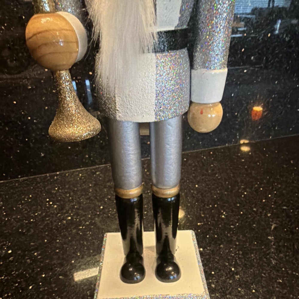 Threshold Christmas Nutcracker Silver Glitter Wood 2015