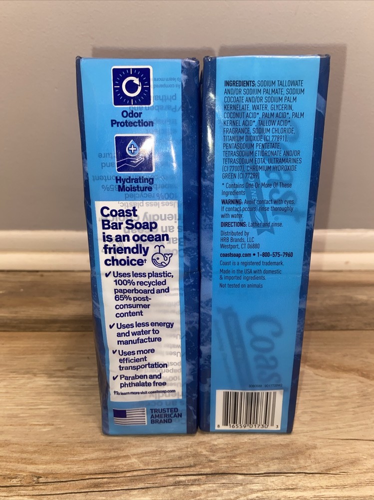 Coast Deodorant Bath Soap Bars 3.2 oz Bars Classic Scent Pacific Force 16-pack