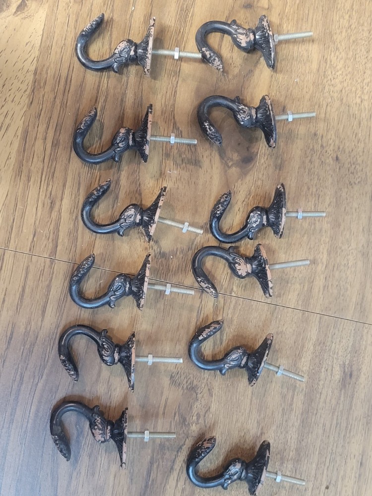 Lot Of 12 Black Distressed Rustic Hooks