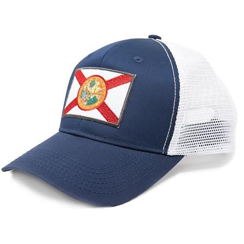 Florida State Flag Trucker Cap, Baseball, Snapback (Navy)
