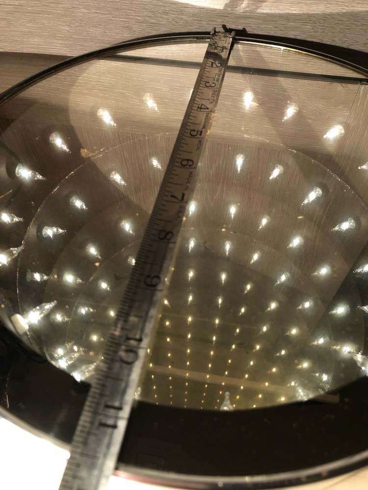 Vintage Mid Century Round Chrome Infinity Mirror Light