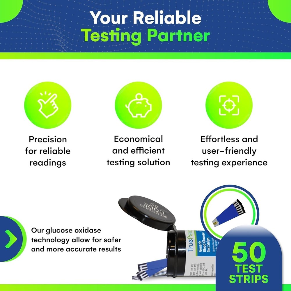 True Point Blood Glucose Test Strips – 50 Count – Generic For One Touch