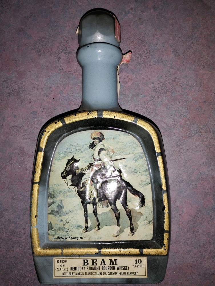 Beam Whiskey Bottle Man On Horse  EMPTY bottle