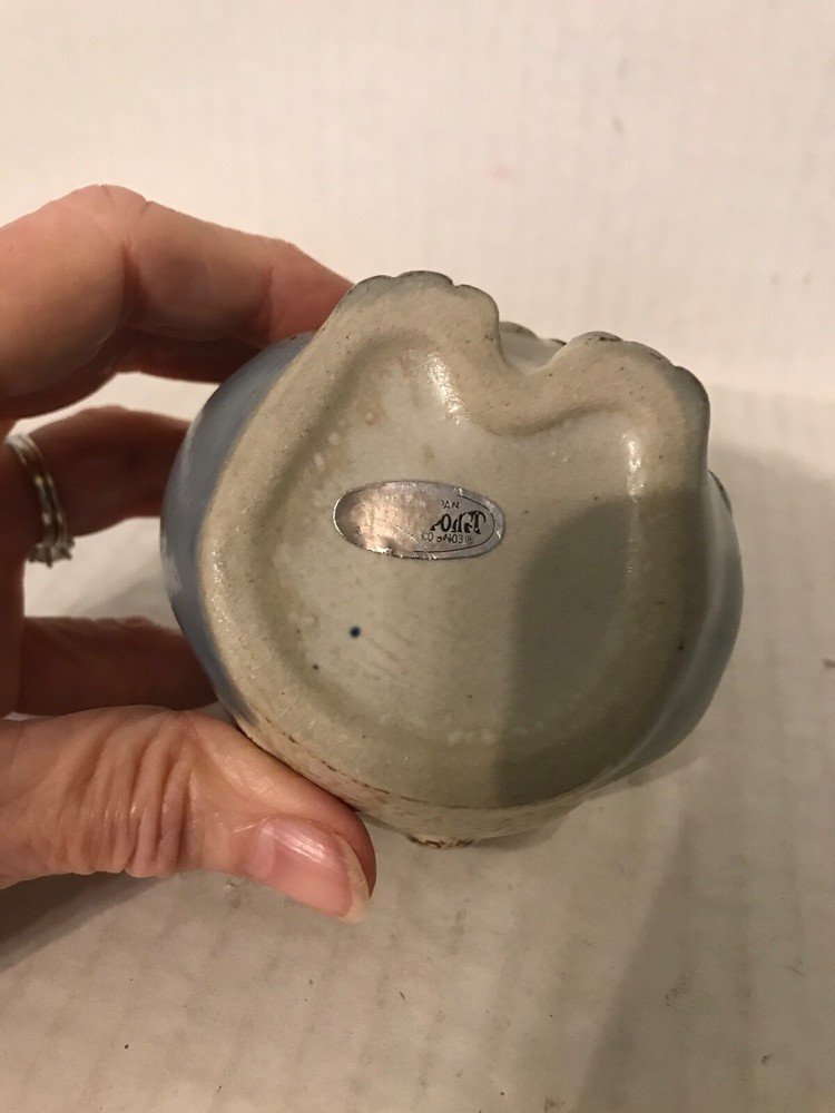 TAN AND BROWN GLAZED POTTERY FROG SHAPED JAR
