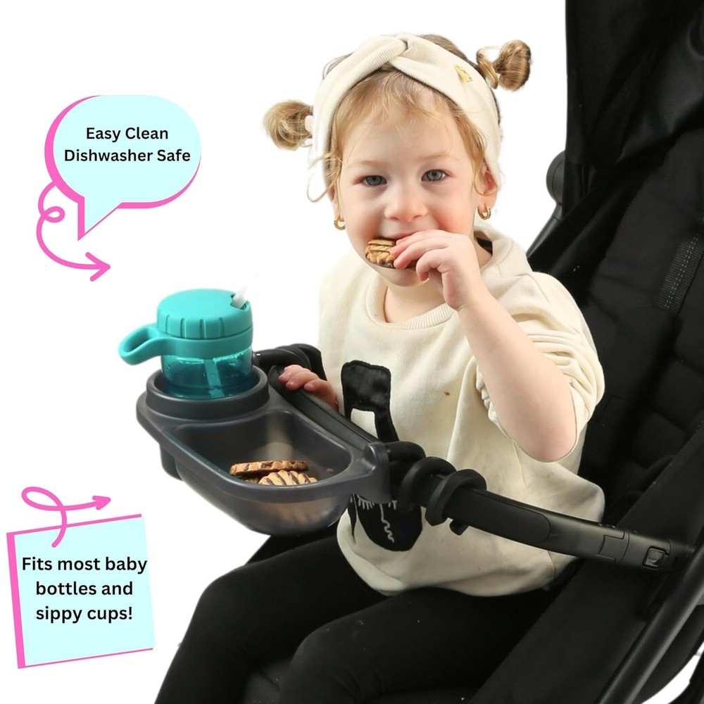 Compact Stroller Snack Tray | Cup Holder | Easy Installation