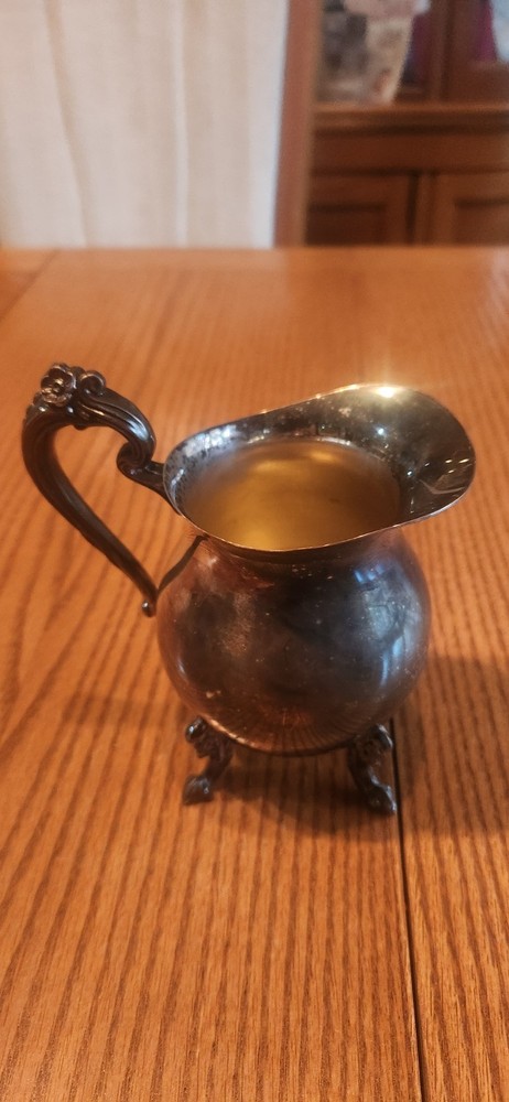 Vintage Silver Over Copper Creamer & Sugar Bowl Set