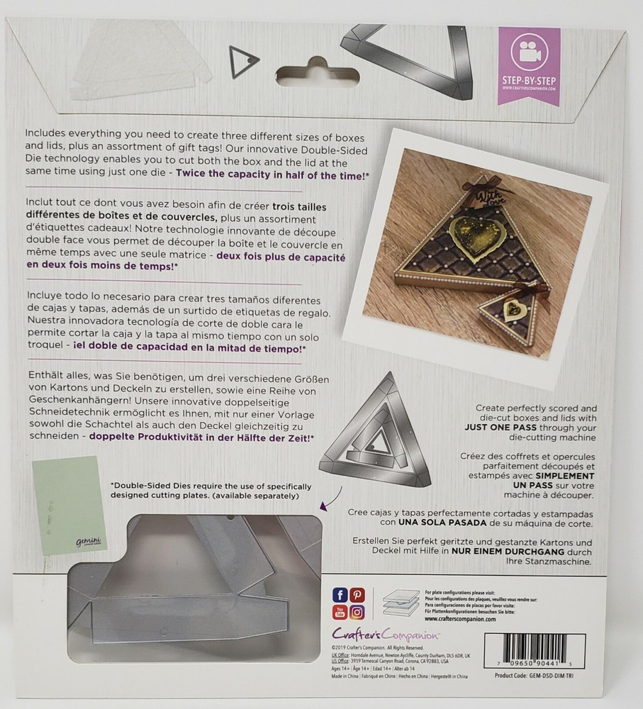 Gemini Dimensionals TRIANGLE BOX Double-Sided Papercraft Dies - 2 Sizes