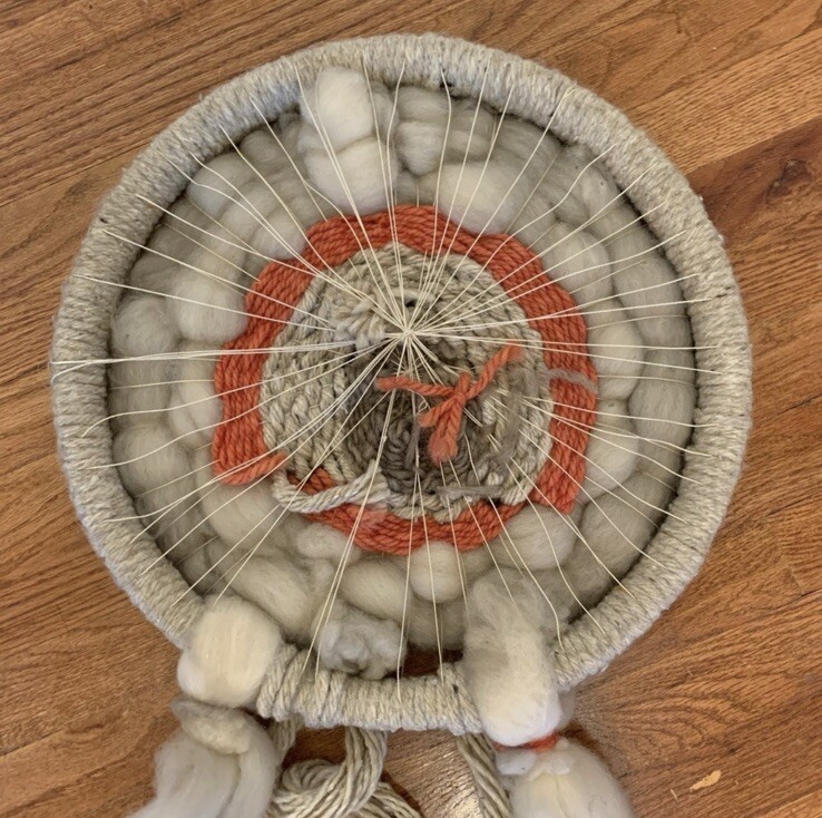 Vintage 70s Macramé Wall hanging Dream catcher Large Retro