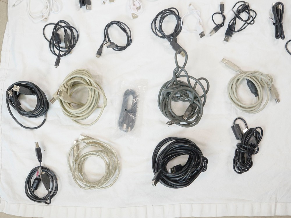 Lot of Assorted Micro + Mini+ USBC +Printer Cables/ Cords USB, USB-C, Micro-USB