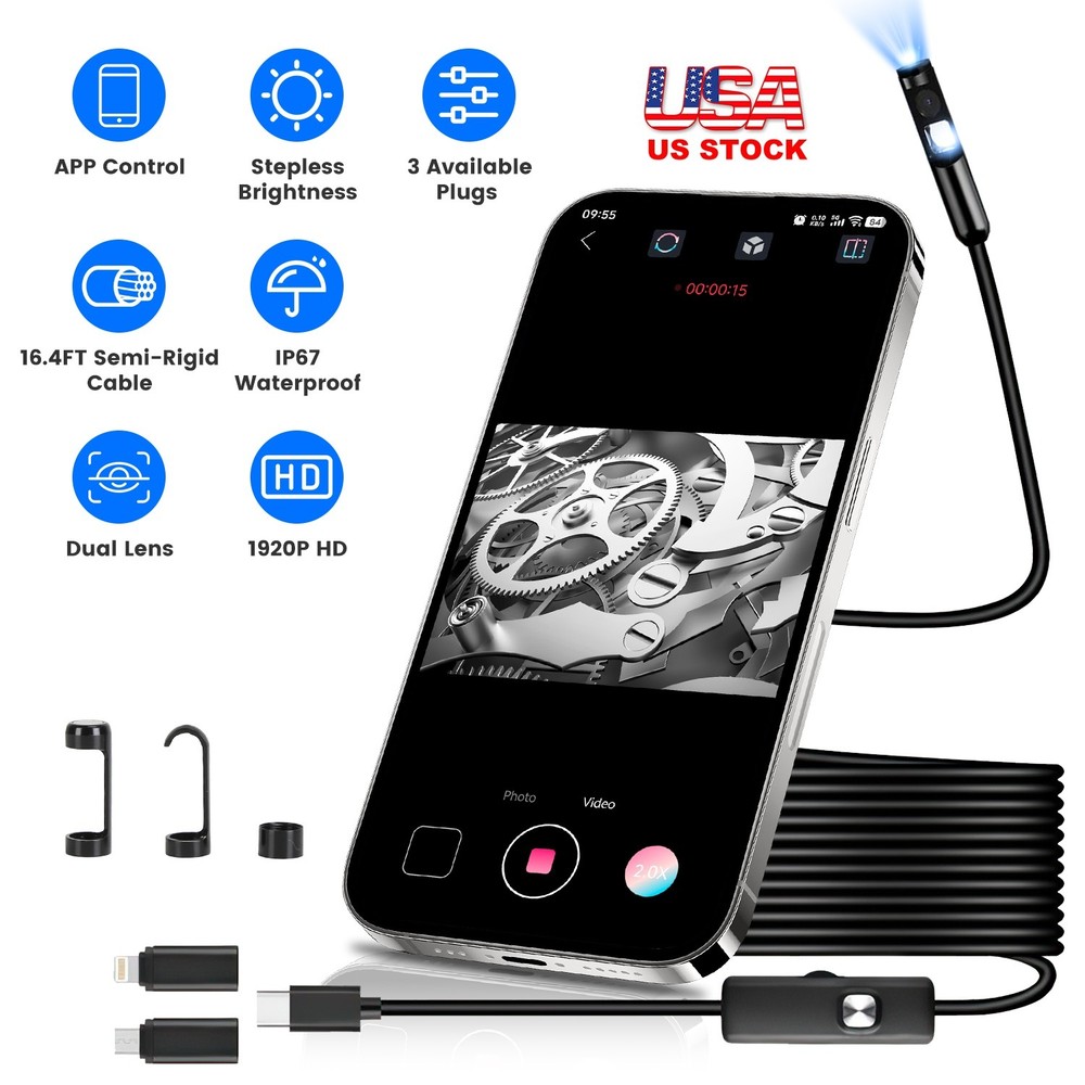 Adjustable LED Lights Endoscope Camera Borescope HD Inspection Camera Waterproof