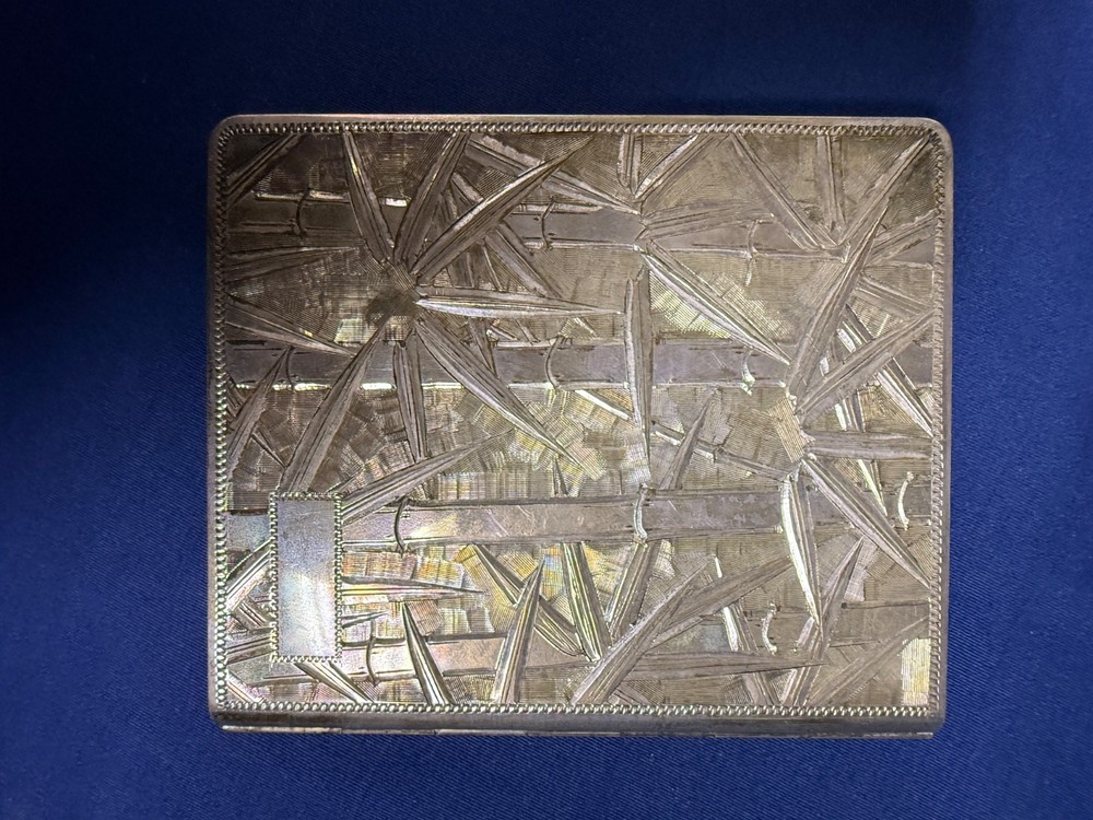 Vintage Japanese 950 Silver Cigarette Case – Hand Engraved Abstract Pattern