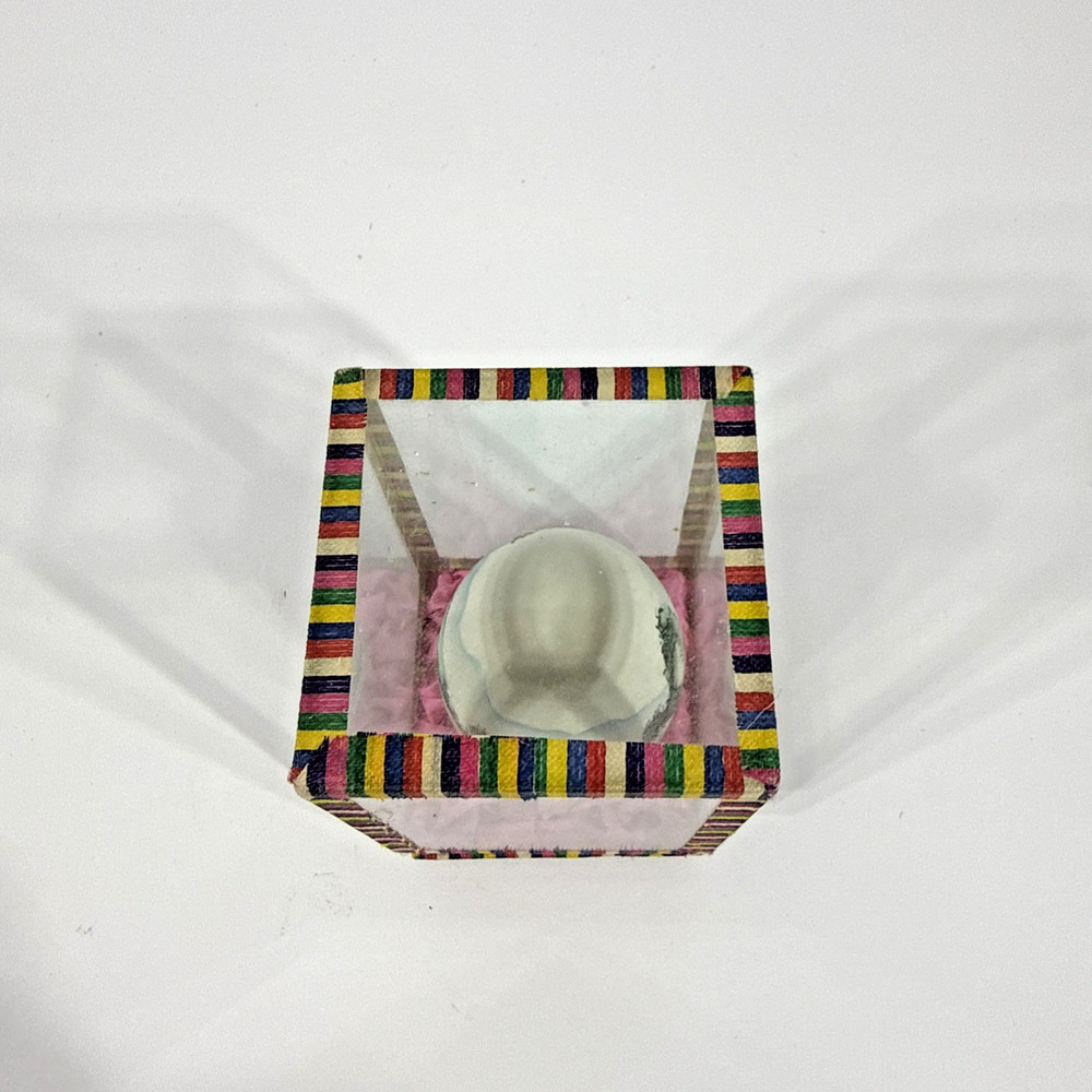 Chinese Painted Egg Shell In Glass Display Case Box ~Vintage