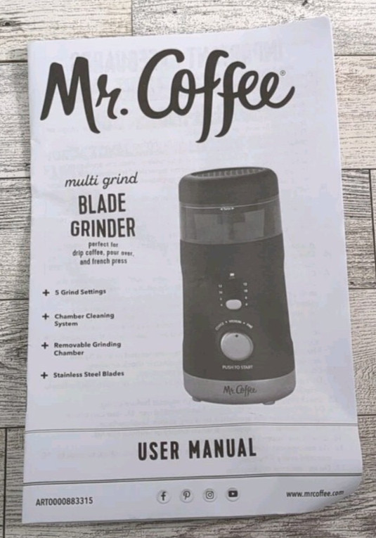 Mr. Coffee 12-Cup Automatic Blade Mill Grinder with 5 Presets, BVMC-PBG77