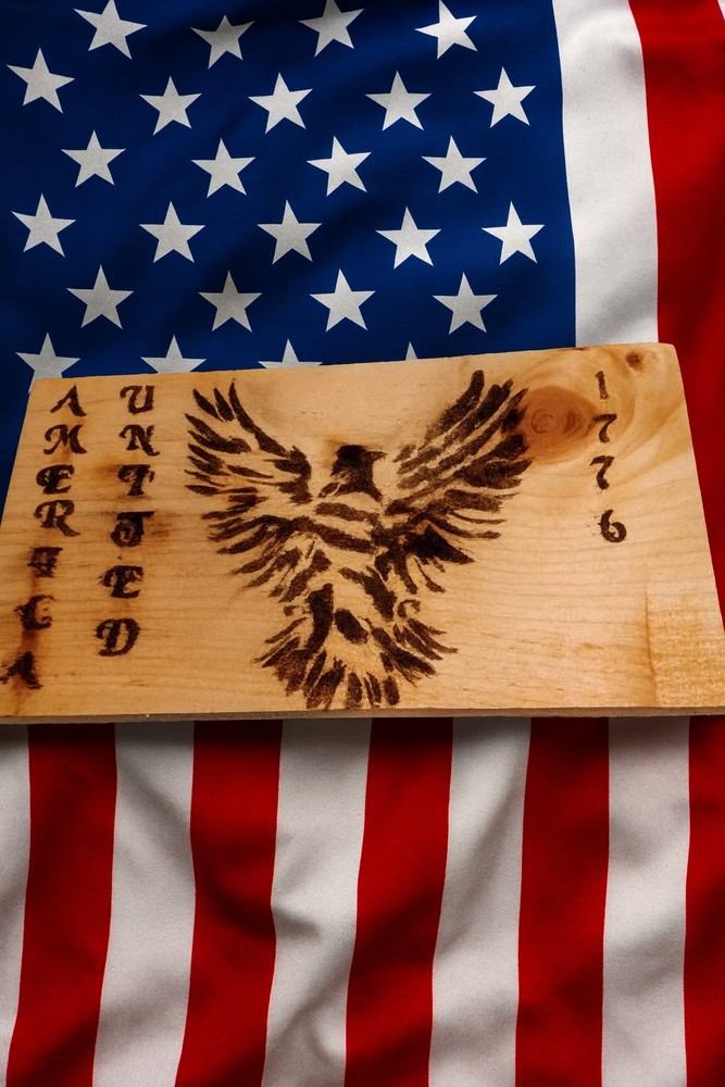 wood burned Patriotic plaque