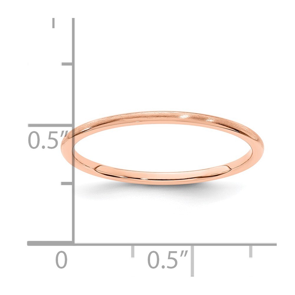 14K Rose Gold 1.2mm Half Round Satin Stackable Band Size 8