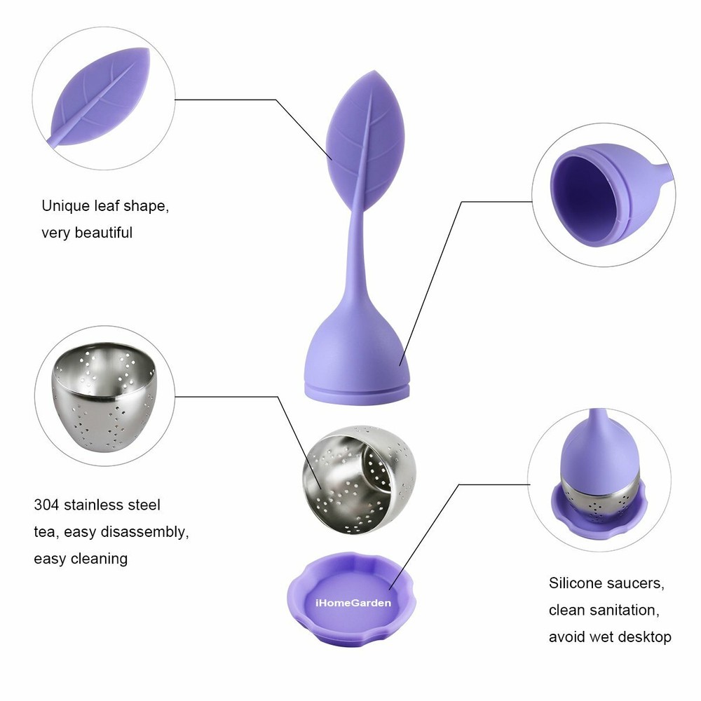 Silicone Leaf Tea Infusers Stainless Tea Strainer Herbal Spice Filter Diffuser