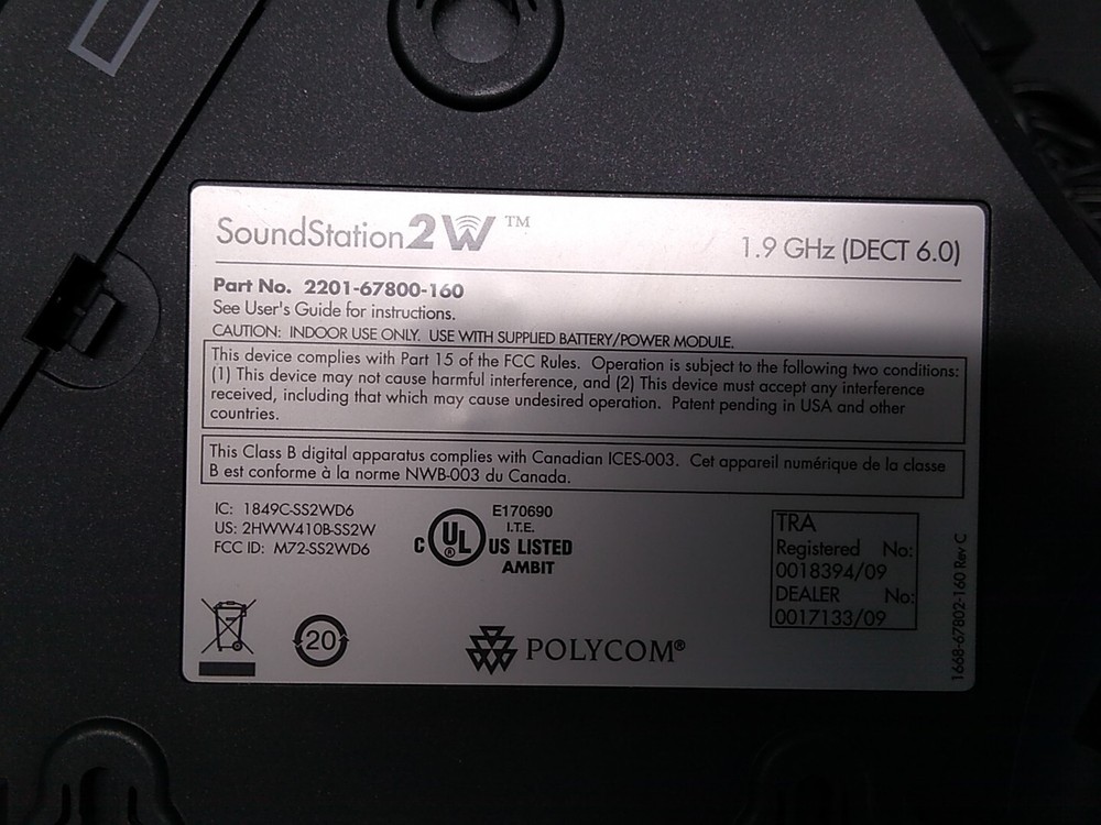 Polycom SoundStation 2W w/ Base and AC Adapter