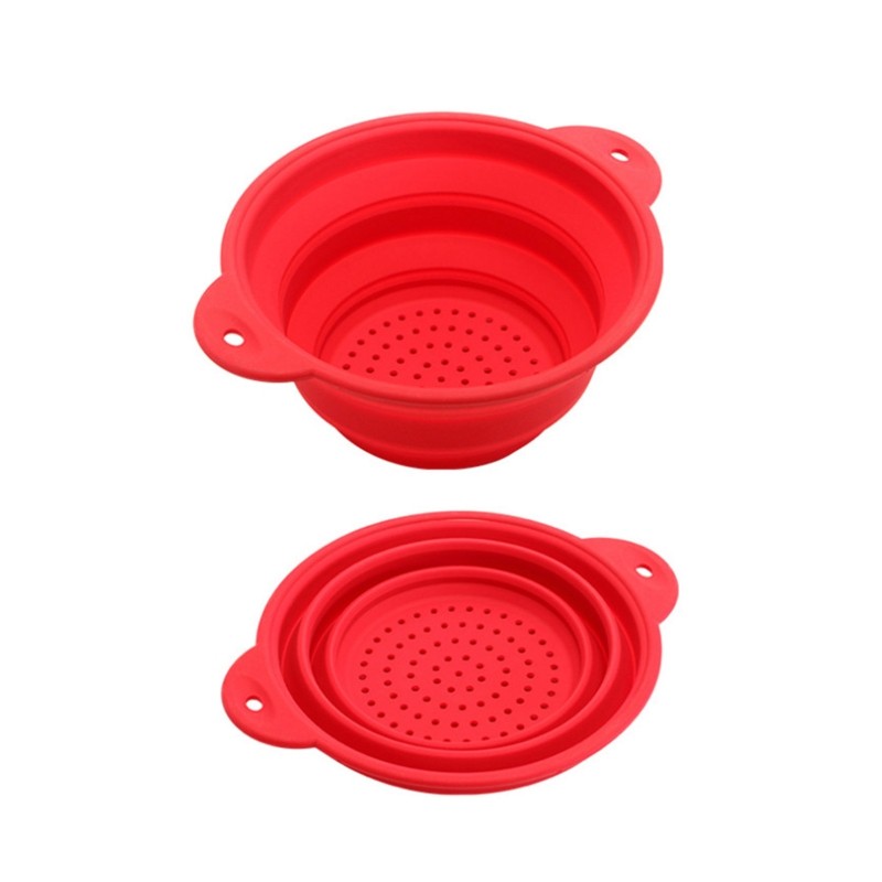 Folding Silicone Drain Fruit Vegetable Wash Colander Kitchen Gadget Utensils