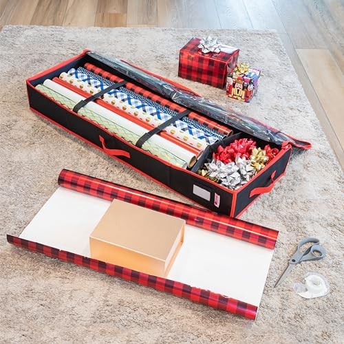 Premium Wrapping Paper Storage Container -Durable Material 600D tear-proof -