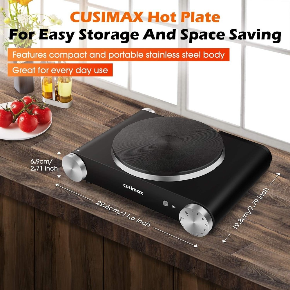 Compact Electric Hot Plate – 1500 Watt with Adjustable Settings for All Cookware