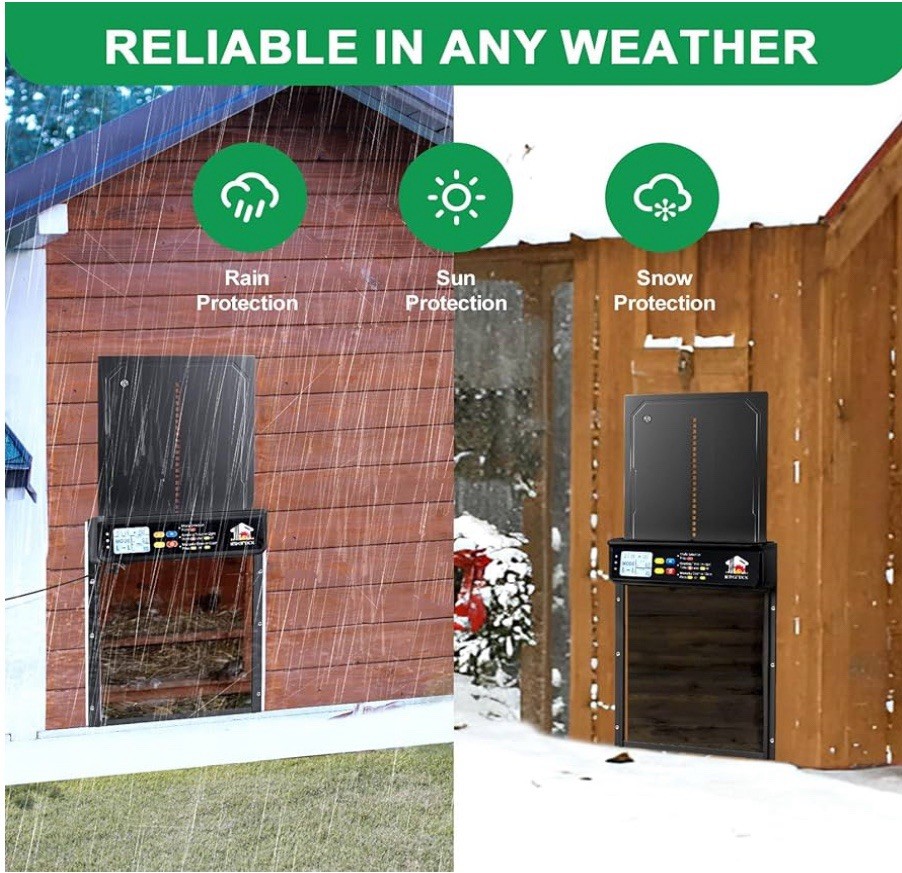 Automatic Chicken Coop Door W/ Light Sensor Solar Panel & Timer Open Box