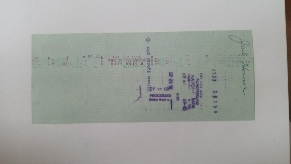Jack Horner: 1978 Pittsburgh Pirates Expense Check