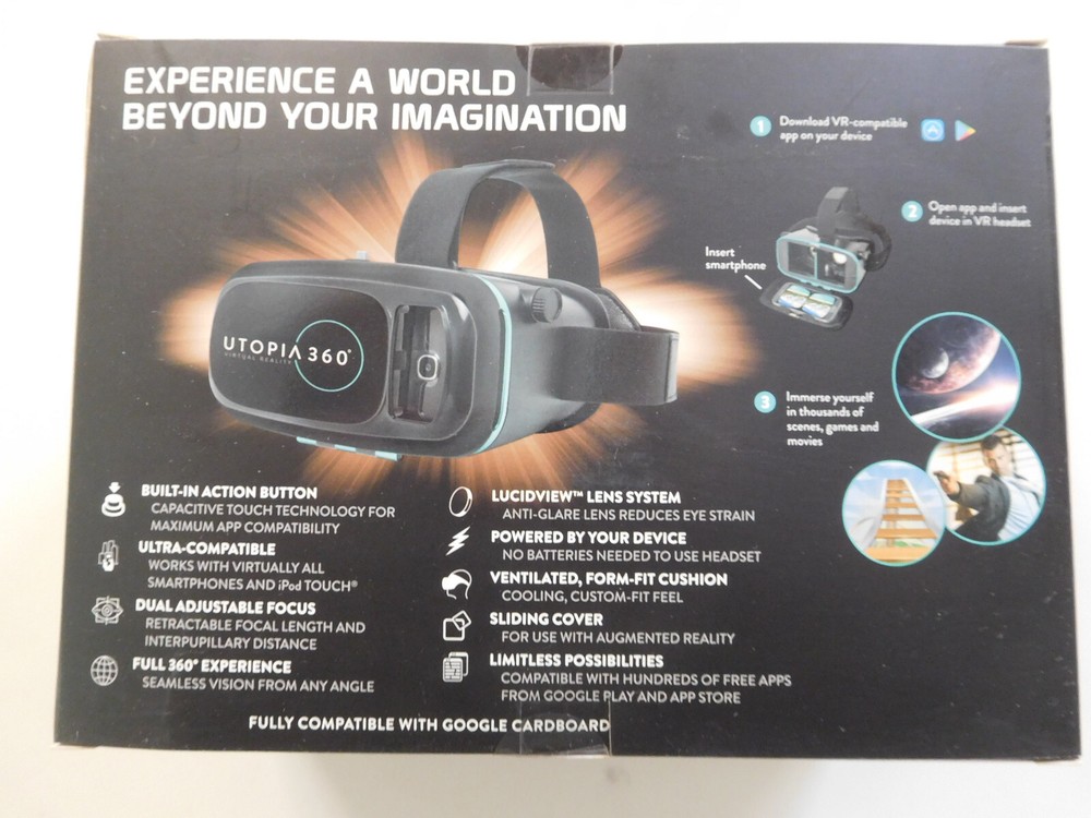 ReTrak Utopia 360 Virtual Reality Smartphone 3D Headset Max Screen Size 6.3"