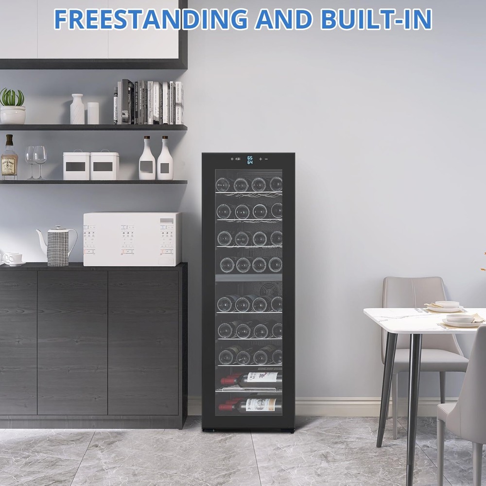 39 Bottles Compressor Wine Cooler Refrigerator Digital LED Touch Control 41℉-64℉