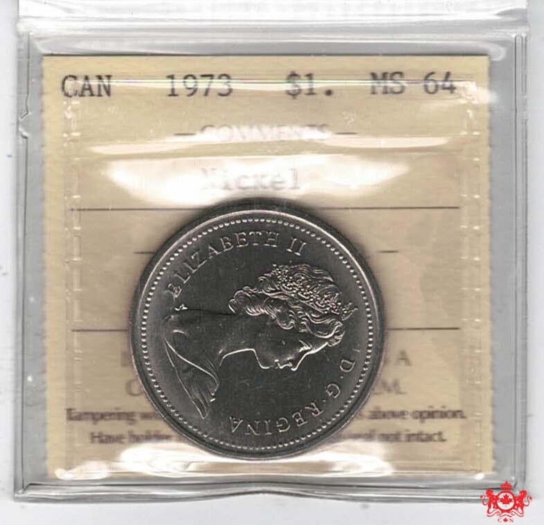 1973 Canada 1 Dollar Nickel - ICCS MS64 - IS 658