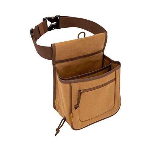 Rival Double Compartment Shotgun Shell Bag with Adjustable Belt Tan Canvas