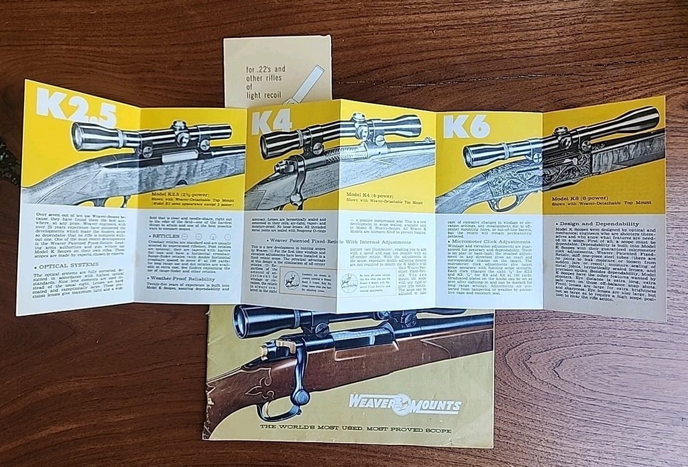 Weaver Scopes Catalog & Pamphlets Model K, Model B, 1960 Catalog