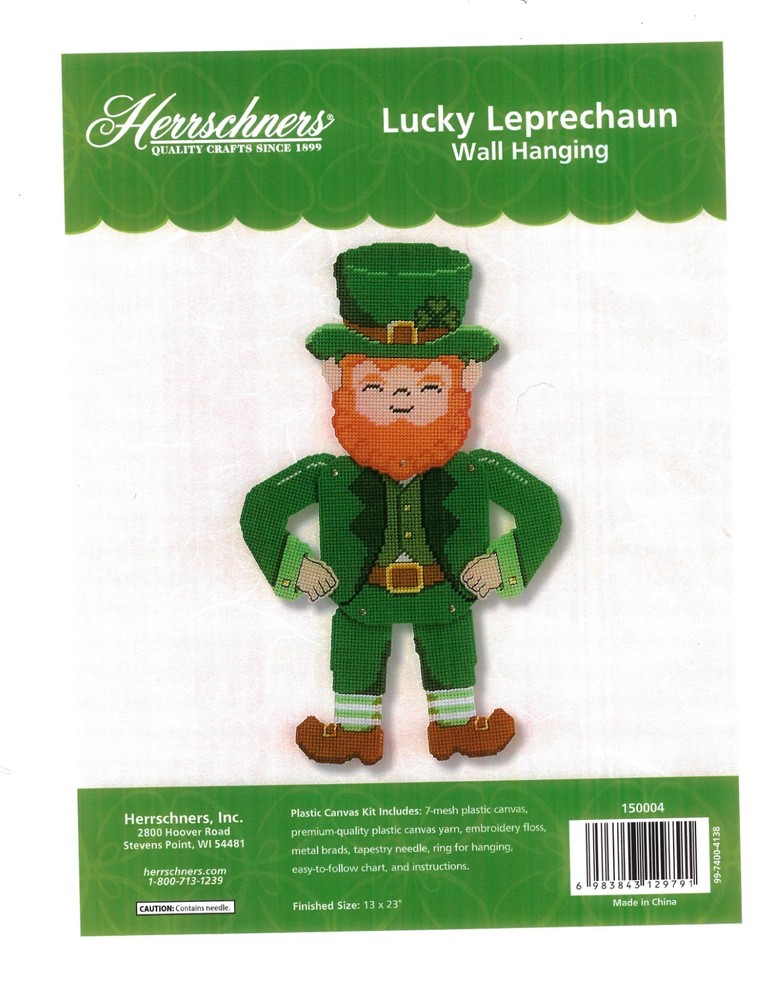 LUCKY LEPERCHAUN  WALL HANGING 7ct  plastic canvas PATTERN  (#TF0393)