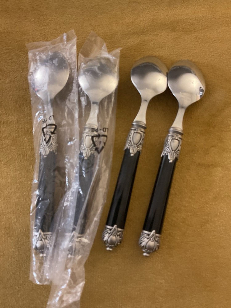 (4) TEASPOONS Home Essential RENAISSANCE BLACK