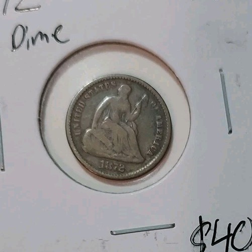 1872 Seated Liberty Half Dime 5C 90% Silver