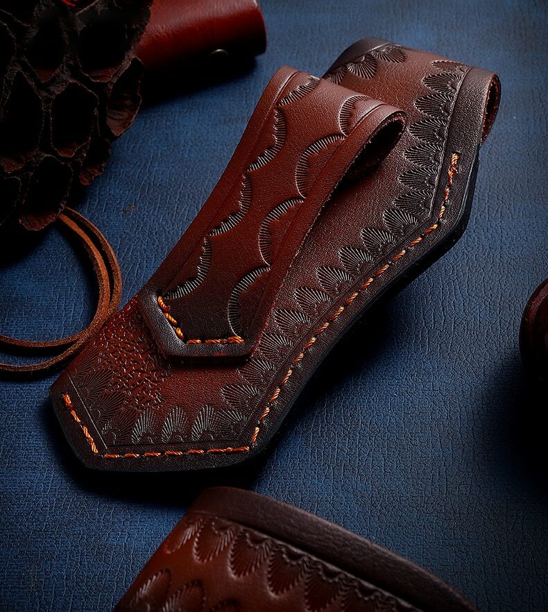 Real Genuine Cowhide Leather Multi Tool Folding Pocket Knife Pouch Sheath Case