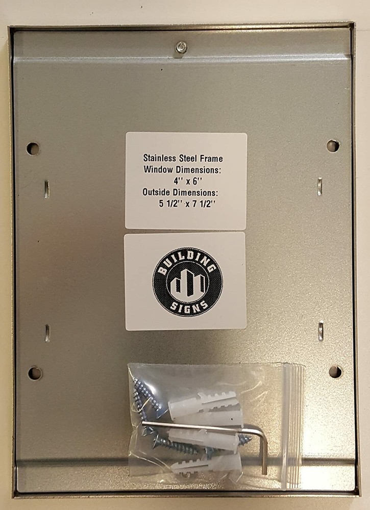 Elevator certificate frame 4x6 stainless Steel -REF24-1027