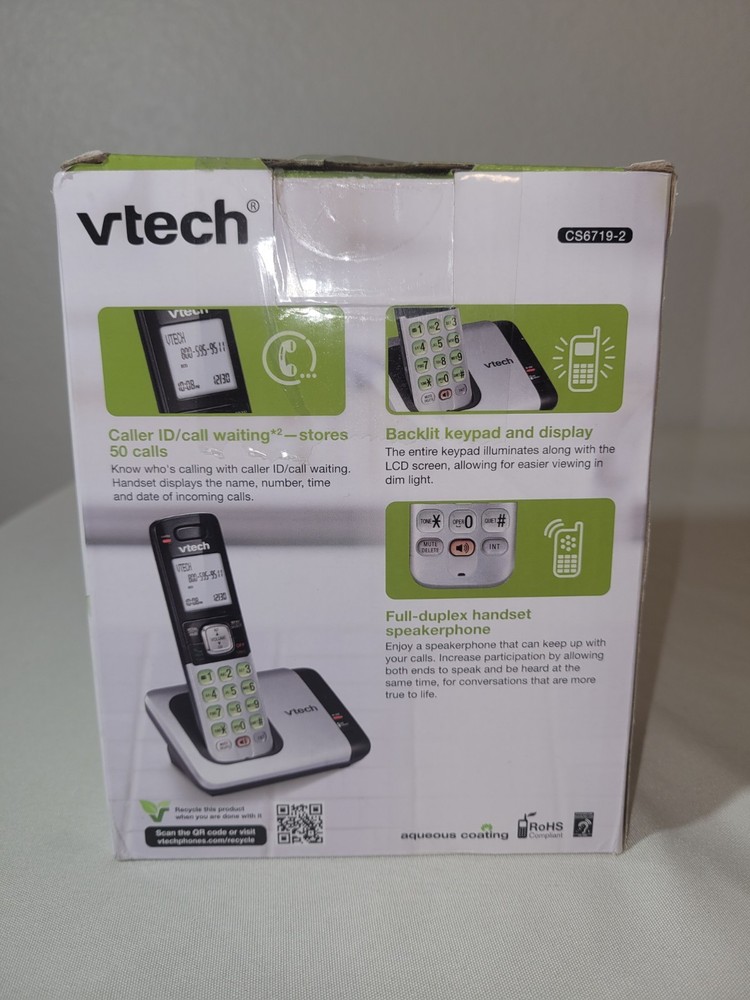 VTech 2 Handset Cordless Phone System - Bluetooth - CS6719-2. New Open Box