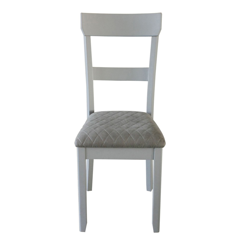 Two Tone Grey and Pearl Grey Ladder Back Side Chairs