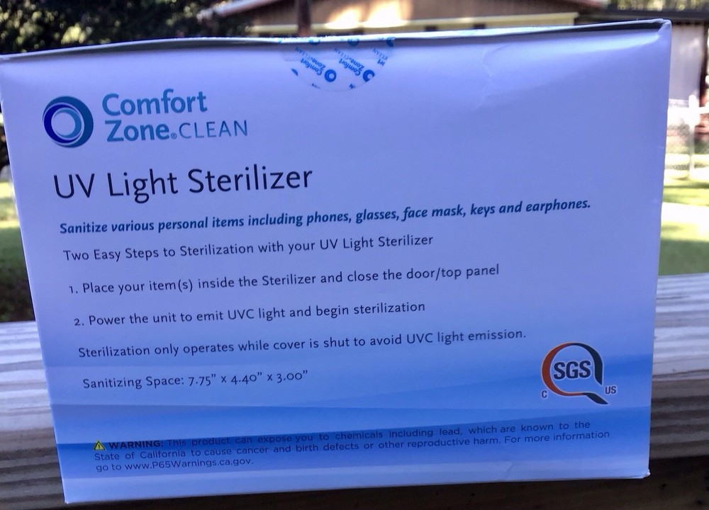 COMFORT ZONE CLEAN UV LIGHT STERILIZER